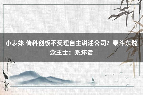 小表妹 传科创板不受理自主讲述公司？泰斗东说念主士：系坏话