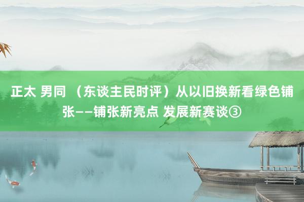 正太 男同 （东谈主民时评）从以旧换新看绿色铺张——铺张新亮点 发展新赛谈③